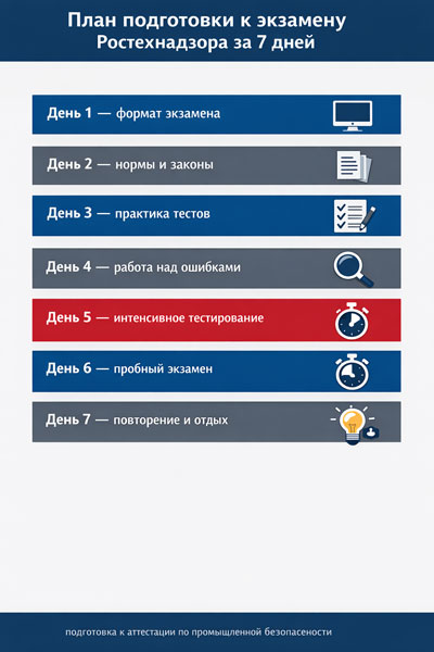 Подготовка к экзамену Ростехнадзора — план на 7 дней