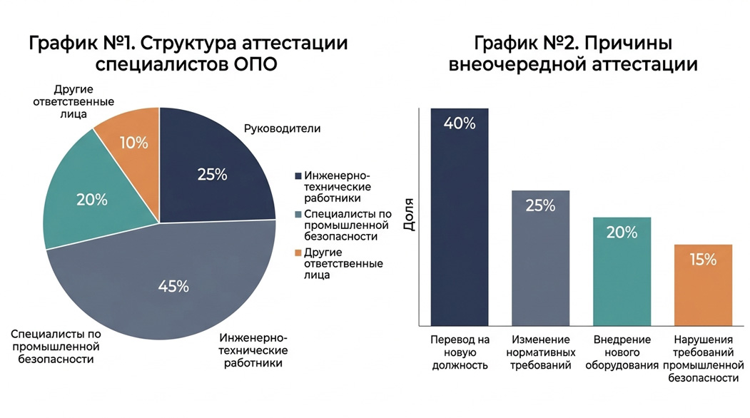 Графики структуры аттестации специалистов и причины внеочередной аттестации