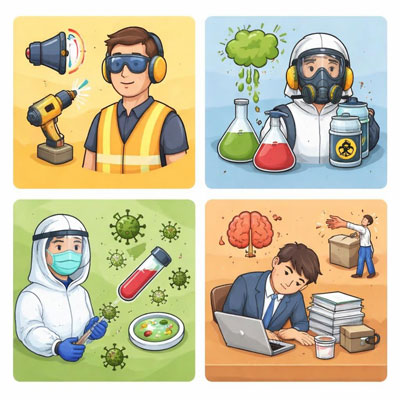 Четыре группы производственных факторов: физические, химические, биологические, психофизиологические