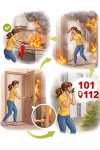 Инфографика действий при пожаре